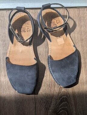 Spanish Sandal Co Blue Leather Ankle-Strap Sandals Size 37